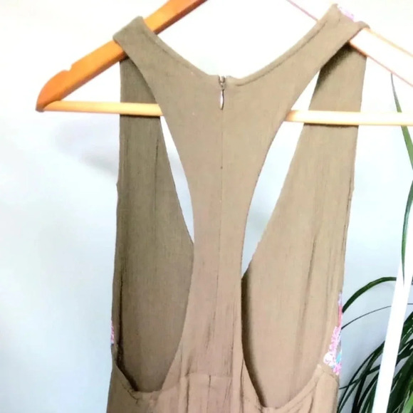 Free People Amalfi Embroidered Sleeveless Jumpsuit in Olive Green US 2 - Picture 4 of 9